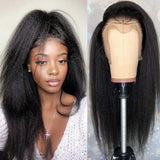 Beaudiva Kinky Straight Lace Front Wig Human Hair Wigs 13X1  Lace Wig Pre plucked Baby Hair