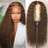 Beaudiva Brown 4# Colored 13X4 Kinky Curly Lace Frontal Wig Human Hair Wig