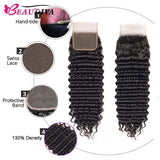 Beaudiva Deep Wave 10A Human Hair Bundles 3 Bundles with Closure Brazilian Human Hair Weaves
