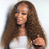 Beaudiva Brown 4# Colored 13X4 Kinky Curly Lace Frontal Wig Human Hair Wig