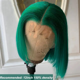 【Rose】Burgundy Short Bob Wig Brazilian Human Hair Wig Dark Green Bob Wig 13X4X1 Lace