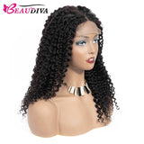 Beaudiva Kinky Curly Human Hair Wigs 4X4 Invisible Lace Closure Wig Lace Wig