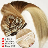 TIKTOK HOT: New Clip In Tape On Remy Human Hair Extensions Full Head Seamless Skin Weft