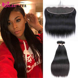 Beaudiva Hair Silky Straight 4 Bundles with Lace Frontal Human Hair Weaves