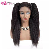 Beaudiva 100% Unprocessed Virgin Human Hair Kinky Straight 4x4 Lace Closure Wig Natural Hairline