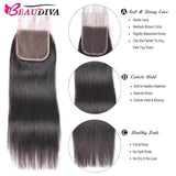 Beaudiva 10A Unprocessed Human Hair Bundles Straight Hair Weaves 4 Bundles With 4x4 Lace Closure