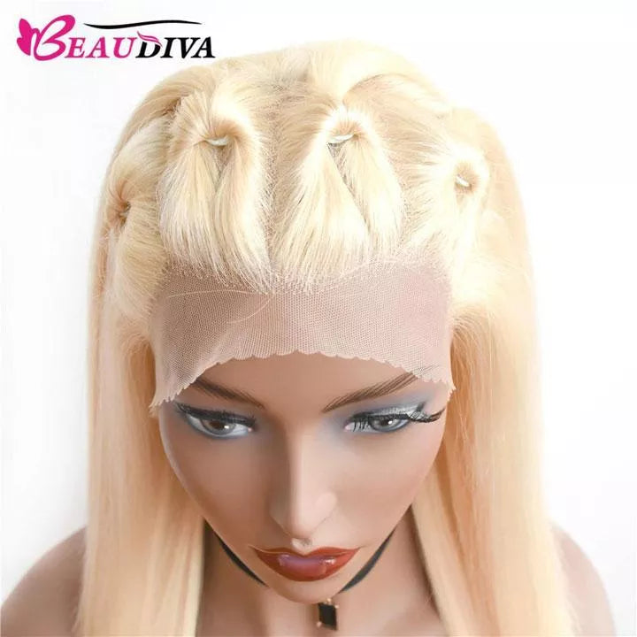 Beaudiva Blonde Silky Straight 613 Human Hair Wigs T Part Wigs Lace Front Wig Colored Wigs Honey Blonde 613 Color Lace Wigs