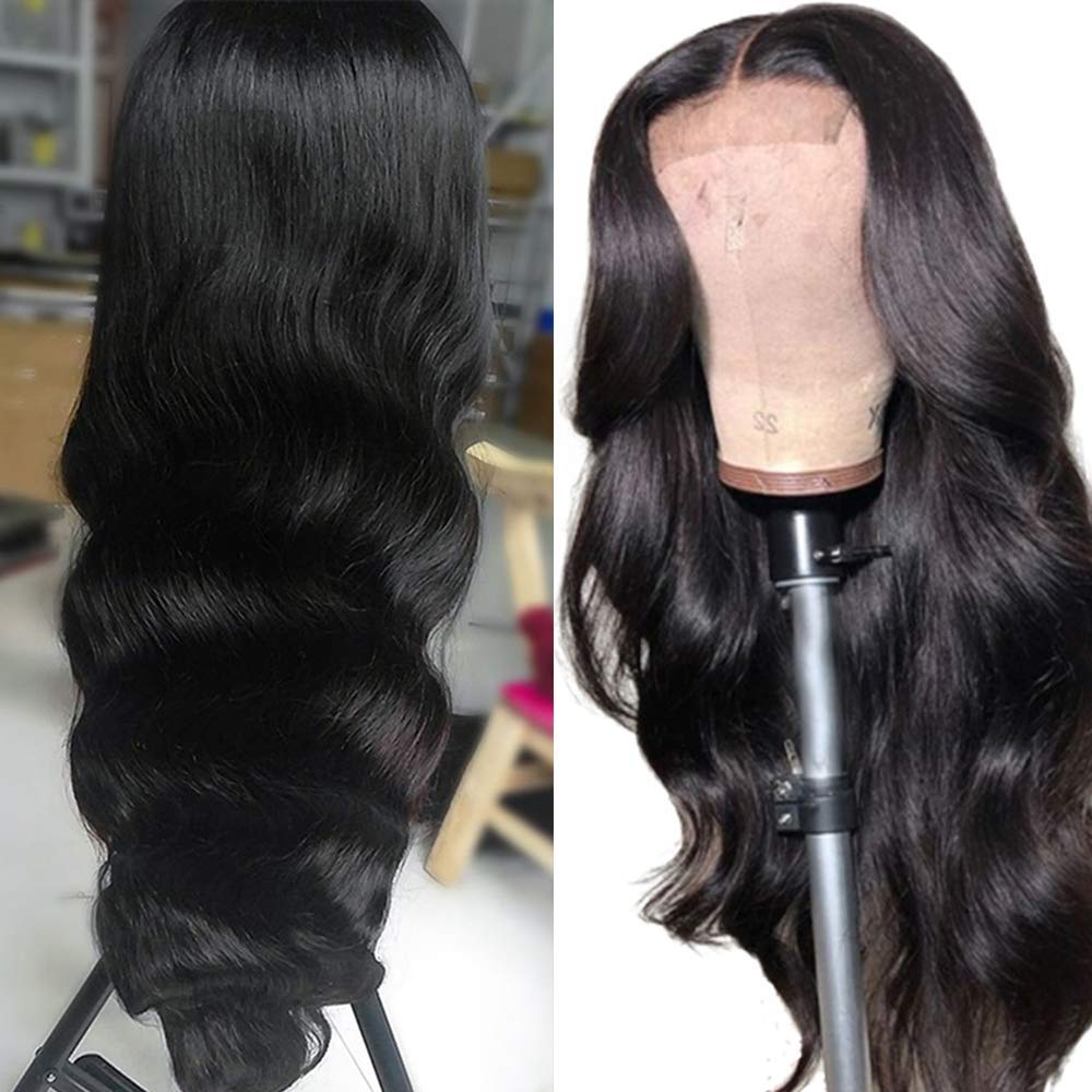 Beaudiva Human Hair Closure Wig 4×4 Body Wave Wigs Pre Plucked Bleached Knots with Baby Hair