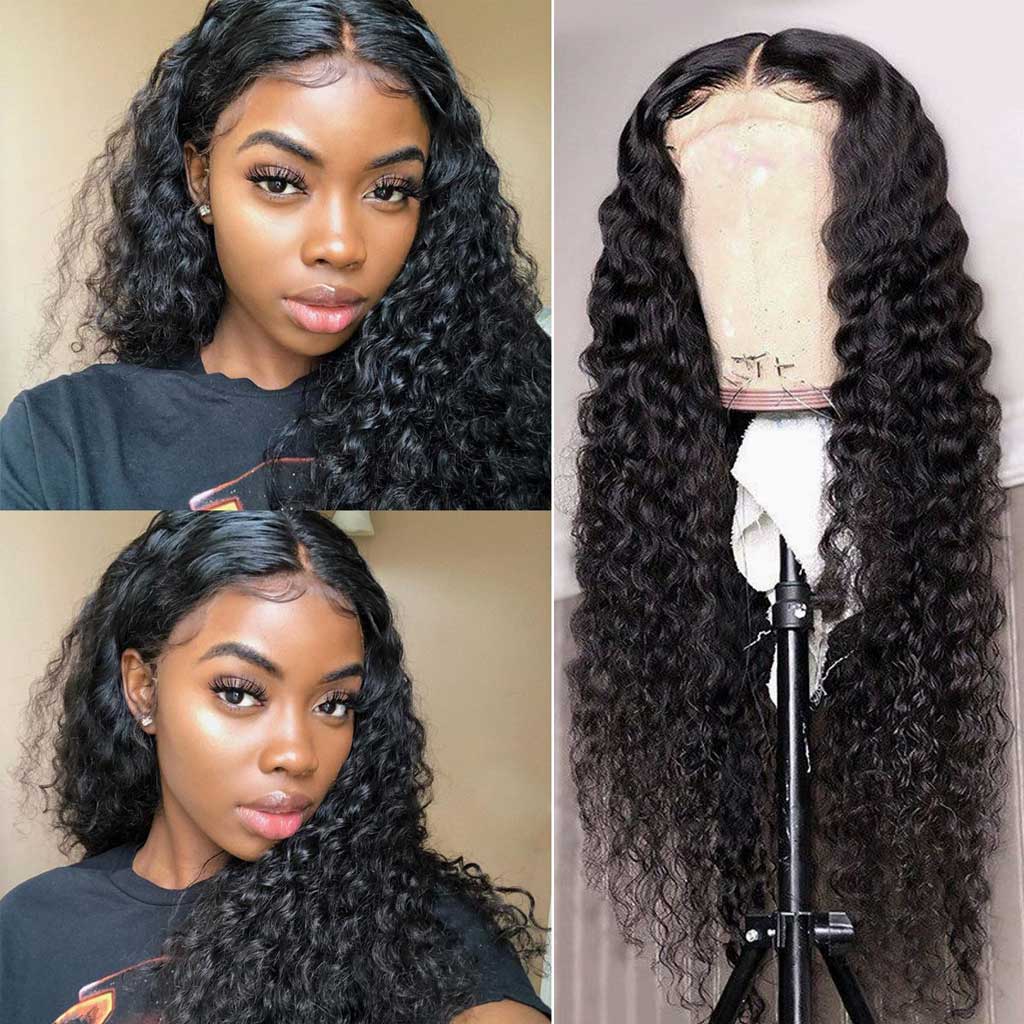 Beaudiva Curly Lace Front Wigs Natural Hairline T Part Transparent Lace Wig 150% Density