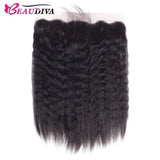 Beaudiva Hair Kinky Straight Virgin Human Hair 3 Bundles with Lace Frontal Remy Human Hair