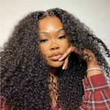 Beaudiva  Kinky Curly Human Hair Wig Transparent 5X5 Lace Closure Wig With Hairline