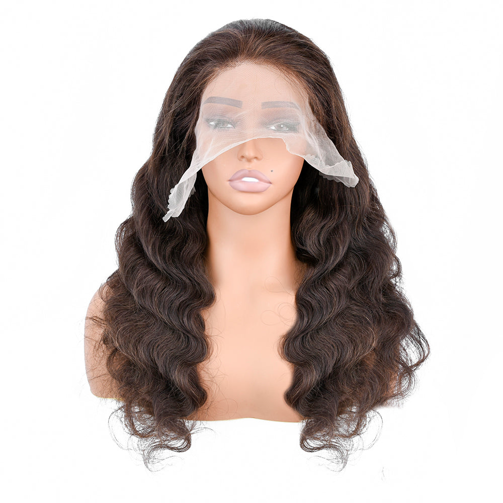 【Emma】TK23 : BEAUDIVA Chestnut Brown 4# Color Body Wave 13X4 Lace Frontal Wig Human Hair Wig