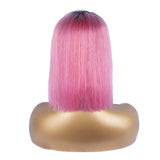 【Pinky Barbie】BEAUDIVA Ombre Hot Pink T Part Lace Front Human Hair Wigs Short Bob Wig