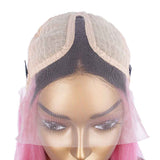 【Pinky Barbie】BEAUDIVA Ombre Hot Pink T Part Lace Front Human Hair Wigs Short Bob Wig