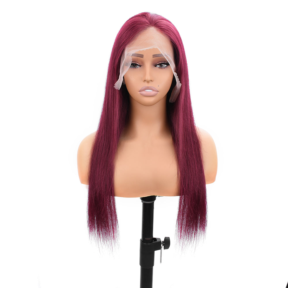 【Garney】: BEAUDIVA Burgundy Color Straight 13X4 Lace Front Wig Human Hair Wigs Plucked Baby Hair