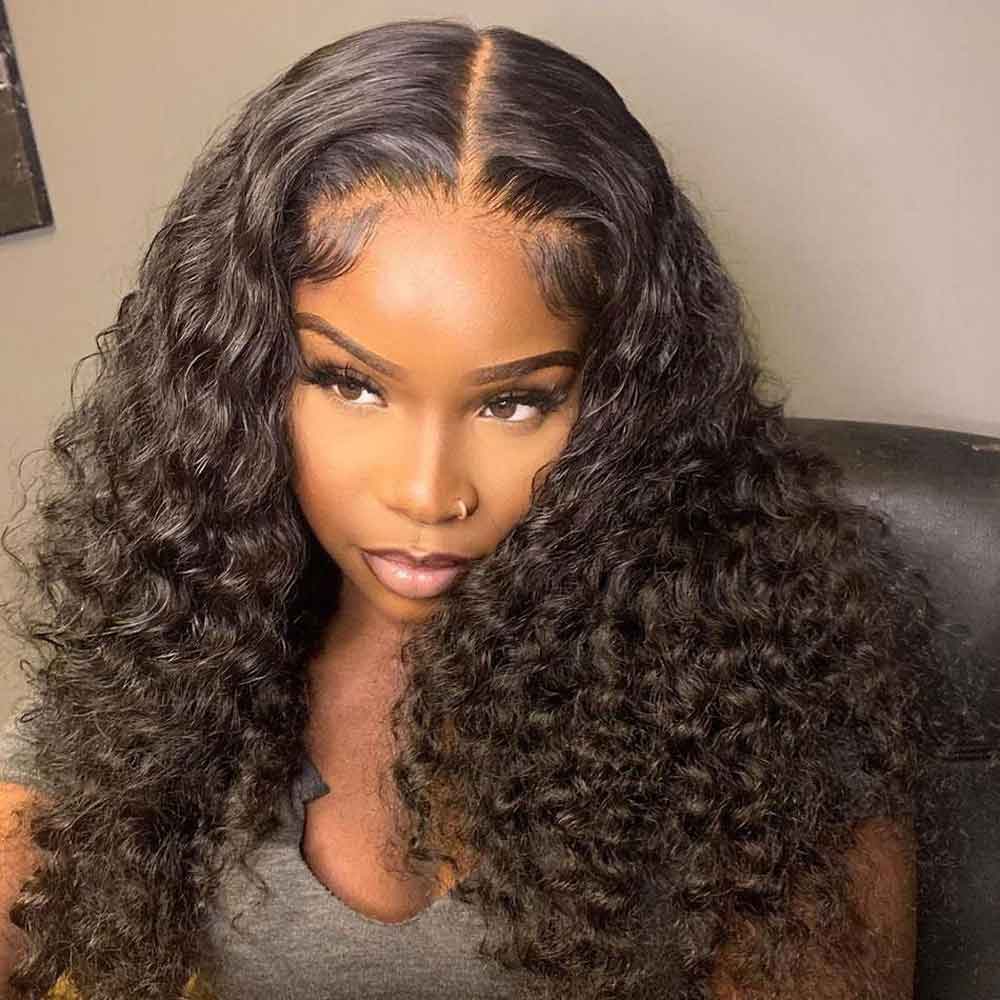Beaudiva Deep Wave Human Hair Wigs Lace Closure Wig  4x4 Human Hair Wigs For Women Natural Hairline