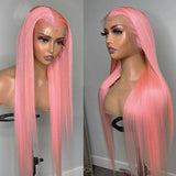 Beaudiva Pink Straight Lace Frontal Wig Human Hair Wig