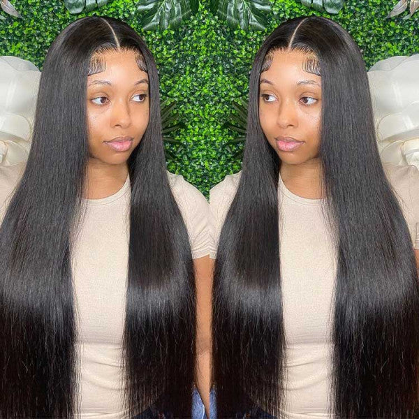 Beaudiva Straight Human Hair Wigs 13x4 Lace Front Wig Transparent Lace Wigs Pre Plucked Pre Bleached With Baby Hair