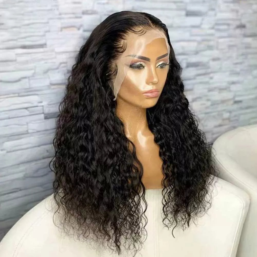 Beaudiva Water Wave Real Human Hair Wig Transparent T Part Human Hair Lace Front Wigs