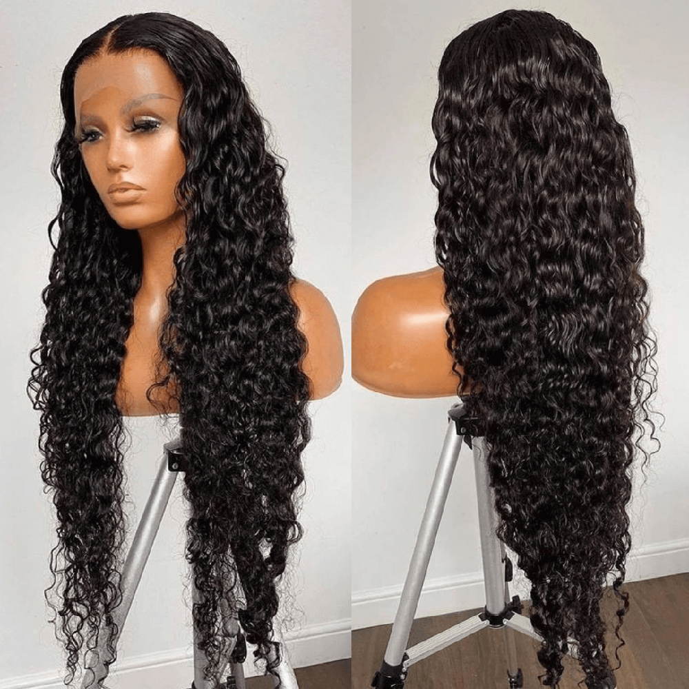 Beaudiva Water Wave 4x4 Lace Closure Wigs Human Hair Wig Pre Plucked With Baby Hair