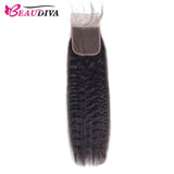 Beaudiva 10A Kinky Straight Bundles Human Hair Bundles With Lace Closure Human Hair Weaves