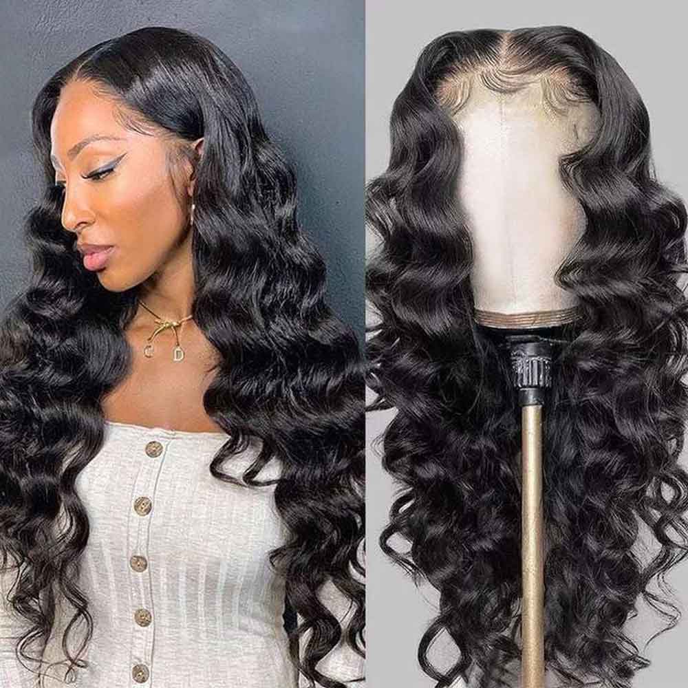 Beaudiva Loose Wavy T Part 100% Virgin Human Hair Lace Front Wig Transparent Lace Frontal Wig 180% Density