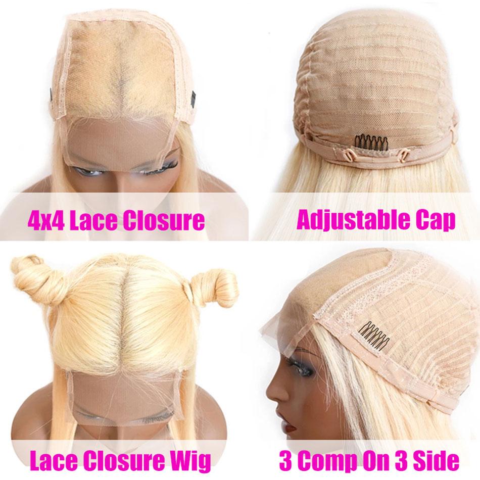 Beaudiva Bone Straight 613 Colored Wigs 4x4 Closure Wig 100% Virgin Human Hair