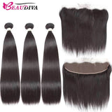 Beaudiva Hair Silky Straight 4 Bundles with Lace Frontal Human Hair Weaves