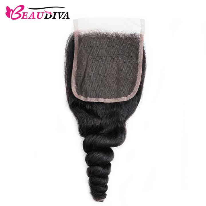 Beaudiva 10A Loose Wave Bundles 4 Bundles With Lace Closure Human Hair Weaves