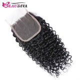 Beaudiva Curly 3 Bundles with Lace Closure 10A Human Hair Bundles Brazilian Hair Weaves